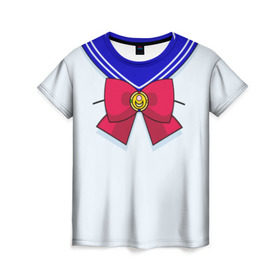 Женская футболка 3D с принтом Матроска в Кировске, 100% полиэфир ( синтетическое хлопкоподобное полотно) | прямой крой, круглый вырез горловины, длина до линии бедер | sailor moon | костюм | луна | сейлор мун | сейлормун