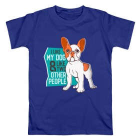 Мужская футболка хлопок с принтом Я люблю мою собаку и еще двух в Кировске, 100% хлопок | прямой крой, круглый вырез горловины, длина до линии бедер, слегка спущенное плечо. | dog | бульдог | с собакой | собака | собаки | собачка | французкий бульдог | французский бульдог