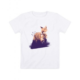 Детская футболка хлопок с принтом Лиса в Кировске, 100% хлопок | круглый вырез горловины, полуприлегающий силуэт, длина до линии бедер | fox | foxy | абстракция | женская | женские | лес | лис | лиса | лисичка | отдых | природа