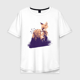 Мужская футболка хлопок Oversize с принтом Лиса в Кировске, 100% хлопок | свободный крой, круглый ворот, “спинка” длиннее передней части | fox | foxy | абстракция | женская | женские | лес | лис | лиса | лисичка | отдых | природа