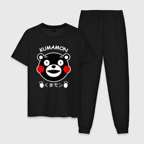 Мужская пижама хлопок с принтом KUMAMON в Кировске, 100% хлопок | брюки и футболка прямого кроя, без карманов, на брюках мягкая резинка на поясе и по низу штанин
 | Тематика изображения на принте: japanese | kumamon | kumamoto | аниме | игрушка | кумамон | кумамото сапурайдзу | персонаж | талисман | япония