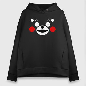 Женское худи Oversize хлопок с принтом KUMAMON в Кировске, френч-терри — 70% хлопок, 30% полиэстер. Мягкий теплый начес внутри —100% хлопок | боковые карманы, эластичные манжеты и нижняя кромка, капюшон на магнитной кнопке | japanese | kumamon | kumamoto | аниме | игрушка | кумамон | кумамото сапурайдзу | персонаж | талисман | япония