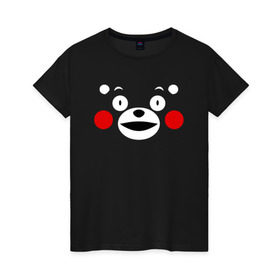 Женская футболка хлопок с принтом KUMAMON в Кировске, 100% хлопок | прямой крой, круглый вырез горловины, длина до линии бедер, слегка спущенное плечо | japanese | kumamon | kumamoto | аниме | игрушка | кумамон | кумамото сапурайдзу | персонаж | талисман | япония