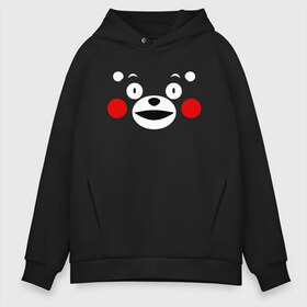 Мужское худи Oversize хлопок с принтом KUMAMON в Кировске, френч-терри — 70% хлопок, 30% полиэстер. Мягкий теплый начес внутри —100% хлопок | боковые карманы, эластичные манжеты и нижняя кромка, капюшон на магнитной кнопке | Тематика изображения на принте: japanese | kumamon | kumamoto | аниме | игрушка | кумамон | кумамото сапурайдзу | персонаж | талисман | япония