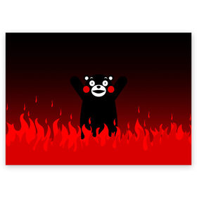 Поздравительная открытка с принтом KUMAMON ВО СЛАВУ САТАНЕ в Кировске, 100% бумага | плотность бумаги 280 г/м2, матовая, на обратной стороне линовка и место для марки
 | japanese | kumamon | kumamoto | аниме | игрушка | кумамон | кумамото сапурайдзу | персонаж | талисман | япония