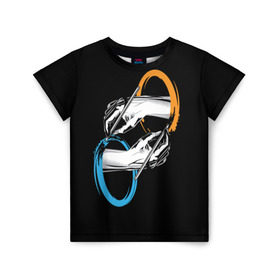 Детская футболка 3D с принтом Portal в Кировске, 100% гипоаллергенный полиэфир | прямой крой, круглый вырез горловины, длина до линии бедер, чуть спущенное плечо, ткань немного тянется | Тематика изображения на принте: portal | портал