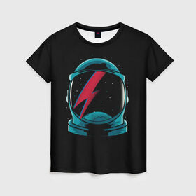 Женская футболка 3D с принтом Space Bowie в Кировске, 100% полиэфир ( синтетическое хлопкоподобное полотно) | прямой крой, круглый вырез горловины, длина до линии бедер | david bowie | rock music | дэвид боуи | рок  музыка
