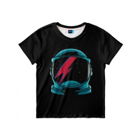 Детская футболка 3D с принтом Space Bowie в Кировске, 100% гипоаллергенный полиэфир | прямой крой, круглый вырез горловины, длина до линии бедер, чуть спущенное плечо, ткань немного тянется | david bowie | rock music | дэвид боуи | рок  музыка