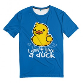 Мужская футболка 3D с принтом I Don`t Give a Duck в Кировске, 100% полиэфир | прямой крой, круглый вырез горловины, длина до линии бедер | duck | yellow | вода | водичка | желтая | жру | кря | прикол | утка | уточка