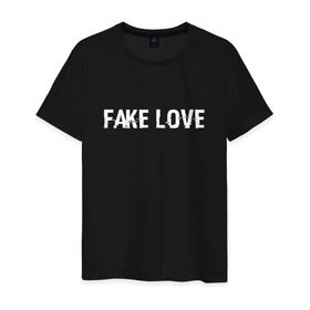 Мужская футболка хлопок с принтом FAKE LOVE в Кировске, 100% хлопок | прямой крой, круглый вырез горловины, длина до линии бедер, слегка спущенное плечо. | bangtan boys | beyond the scene | bts | fake love | k pop | music | арэм | ви | джей хоуп | джин | музыка | сюга | чимин | чонгук