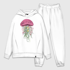 Мужской костюм хлопок OVERSIZE с принтом Медуза и цветы в Кировске,  |  | для девушек | женская | женские | медуза | с медузой | с цветами | цветочки | цветы