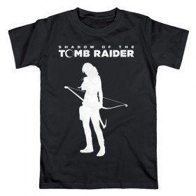 Мужская футболка хлопок с принтом Tomb Raider LOGO в Кировске, 100% хлопок | прямой крой, круглый вырез горловины, длина до линии бедер, слегка спущенное плечо. | Тематика изображения на принте: воительница | женщина | игра | крофт | лара | персонаж
