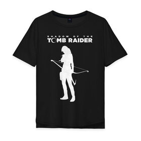Мужская футболка хлопок Oversize с принтом Tomb Raider LOGO в Кировске, 100% хлопок | свободный крой, круглый ворот, “спинка” длиннее передней части | Тематика изображения на принте: воительница | женщина | игра | крофт | лара | персонаж