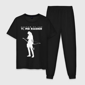 Мужская пижама хлопок с принтом Tomb Raider LOGO в Кировске, 100% хлопок | брюки и футболка прямого кроя, без карманов, на брюках мягкая резинка на поясе и по низу штанин
 | воительница | женщина | игра | крофт | лара | персонаж