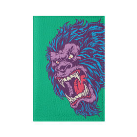 Обложка для паспорта матовая кожа с принтом Neon Yeti в Кировске, натуральная матовая кожа | размер 19,3 х 13,7 см; прозрачные пластиковые крепления | beast | gorilla | monster | горилла | животное | йети | монстр