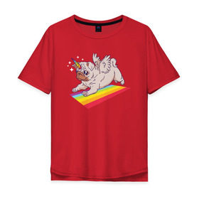 Мужская футболка хлопок Oversize с принтом Мопс в Кировске, 100% хлопок | свободный крой, круглый ворот, “спинка” длиннее передней части | pug | pugs | единорог | женская | женские | мопс | мопс единорог | мопсы | радуга | с мопсом