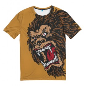 Мужская футболка 3D с принтом Forest Yeti в Кировске, 100% полиэфир | прямой крой, круглый вырез горловины, длина до линии бедер | beast | gorilla | monster | горилла | животное | йети | монстр