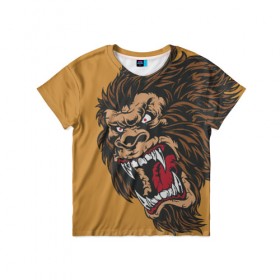 Детская футболка 3D с принтом Forest Yeti в Кировске, 100% гипоаллергенный полиэфир | прямой крой, круглый вырез горловины, длина до линии бедер, чуть спущенное плечо, ткань немного тянется | beast | gorilla | monster | горилла | животное | йети | монстр