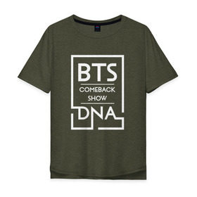Мужская футболка хлопок Oversize с принтом BTS DNA в Кировске, 100% хлопок | свободный крой, круглый ворот, “спинка” длиннее передней части | Тематика изображения на принте: 