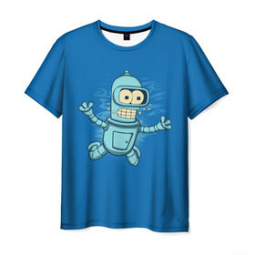 Мужская футболка 3D с принтом Bender Nevermind в Кировске, 100% полиэфир | прямой крой, круглый вырез горловины, длина до линии бедер | bender | futurama | mult | nevermind | nirvana | simpsons | zoidberg | бендер | зойдберг | мульт | мультик | мультфильм | симпсоны | футурама