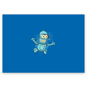 Поздравительная открытка с принтом Bender Nevermind в Кировске, 100% бумага | плотность бумаги 280 г/м2, матовая, на обратной стороне линовка и место для марки
 | bender | futurama | mult | nevermind | nirvana | simpsons | zoidberg | бендер | зойдберг | мульт | мультик | мультфильм | симпсоны | футурама