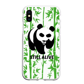 Чехол для iPhone XS Max матовый с принтом Still Alive в Кировске, Силикон | Область печати: задняя сторона чехла, без боковых панелей | Тематика изображения на принте: alive | bamboo | green | greenpeace | panga | peace | still | бамбук | грин | гринпис | живая | живой | зеленый | мир | панда | панды | пис