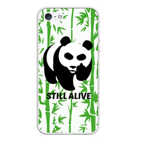 Чехол для iPhone 5/5S матовый с принтом Still Alive в Кировске, Силикон | Область печати: задняя сторона чехла, без боковых панелей | Тематика изображения на принте: alive | bamboo | green | greenpeace | panga | peace | still | бамбук | грин | гринпис | живая | живой | зеленый | мир | панда | панды | пис