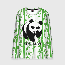 Мужской лонгслив 3D с принтом Still Alive в Кировске, 100% полиэстер | длинные рукава, круглый вырез горловины, полуприлегающий силуэт | alive | bamboo | green | greenpeace | panga | peace | still | бамбук | грин | гринпис | живая | живой | зеленый | мир | панда | панды | пис