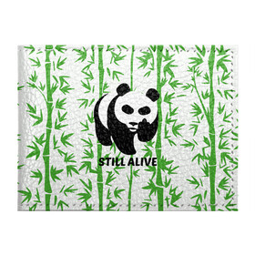 Обложка для студенческого билета с принтом Still Alive в Кировске, натуральная кожа | Размер: 11*8 см; Печать на всей внешней стороне | Тематика изображения на принте: alive | bamboo | green | greenpeace | panga | peace | still | бамбук | грин | гринпис | живая | живой | зеленый | мир | панда | панды | пис