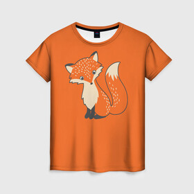 Женская футболка 3D с принтом Лисичка в Кировске, 100% полиэфир ( синтетическое хлопкоподобное полотно) | прямой крой, круглый вырез горловины, длина до линии бедер | fox | foxes | ginger | orange | tail | лапки | лис | лиса | лисичка | лисички | лисы | оранжевый | рыжая | рыжий | хвост