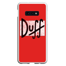 Чехол для Samsung S10E с принтом Duff Beer в Кировске, Силикон | Область печати: задняя сторона чехла, без боковых панелей | Тематика изображения на принте: beer | donut | duff | fun | homer | joke | simpson | simpsons | гомер | дафф | пончик | прикол | приколы | симпсон | симпсоны