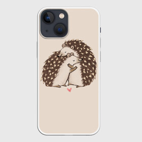 Чехол для iPhone 13 mini с принтом Любовь Ежиков в Кировске,  |  | cute | heart | hedgehog | hedgehogs | love | ежи | ежик | ежики | иголки | лапки | любовь | милый | обнимашки | пузико | пузо | сердечки | сердечко | смешной | ушки