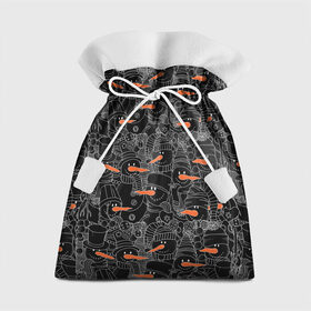 Подарочный 3D мешок с принтом Черные снеговики в Кировске, 100% полиэстер | Размер: 29*39 см | Тематика изображения на принте: 2019 | вёдра | верховный | год | искусство | картинка | круто | лучший | мода | молодёжная | морковка | новый год | печенья | подарок | поздравление | праздник | рисунок | рождество | с новым годом