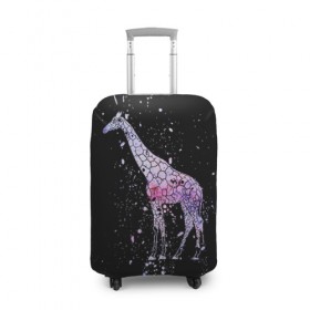 Чехол для чемодана 3D с принтом Звездный Жираф в Кировске, 86% полиэфир, 14% спандекс | двустороннее нанесение принта, прорези для ручек и колес | animal | desert | giraffe | long | pattern | skin | space | stars | tall | высокий | длинная | животное | животные | жираф | жирафы | звезды | космос | пустыня | узор | шея