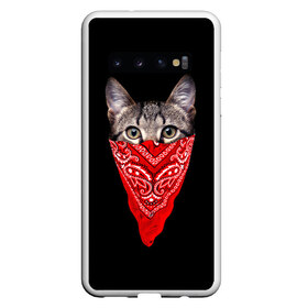 Чехол для Samsung Galaxy S10 с принтом Gangsta Cat в Кировске, Силикон | Область печати: задняя сторона чехла, без боковых панелей | cat | cats | gangsta | kitten | kitty | pussy | гангстер | кот | котенок | котик | котики | коты | котята | кошка | кошки | платок