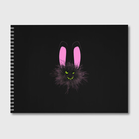 Альбом для рисования с принтом Мрачный Зайчик в Кировске, 100% бумага
 | матовая бумага, плотность 200 мг. | creepy | ear | ears | rabbit | rabbits | scary | spooky | жуткий | зайцы | зайчик | зайчики | заяц | кролик | кролики | мрачный | страшный | ухо | уши | ушки