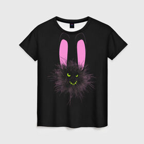 Женская футболка 3D с принтом Мрачный Зайчик в Кировске, 100% полиэфир ( синтетическое хлопкоподобное полотно) | прямой крой, круглый вырез горловины, длина до линии бедер | creepy | ear | ears | rabbit | rabbits | scary | spooky | жуткий | зайцы | зайчик | зайчики | заяц | кролик | кролики | мрачный | страшный | ухо | уши | ушки
