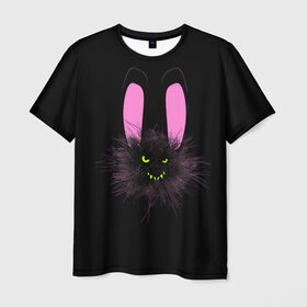 Мужская футболка 3D с принтом Мрачный Зайчик в Кировске, 100% полиэфир | прямой крой, круглый вырез горловины, длина до линии бедер | creepy | ear | ears | rabbit | rabbits | scary | spooky | жуткий | зайцы | зайчик | зайчики | заяц | кролик | кролики | мрачный | страшный | ухо | уши | ушки