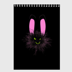 Скетчбук с принтом Мрачный Зайчик в Кировске, 100% бумага
 | 48 листов, плотность листов — 100 г/м2, плотность картонной обложки — 250 г/м2. Листы скреплены сверху удобной пружинной спиралью | creepy | ear | ears | rabbit | rabbits | scary | spooky | жуткий | зайцы | зайчик | зайчики | заяц | кролик | кролики | мрачный | страшный | ухо | уши | ушки
