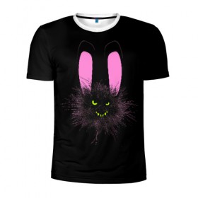 Мужская футболка 3D спортивная с принтом Мрачный Зайчик в Кировске, 100% полиэстер с улучшенными характеристиками | приталенный силуэт, круглая горловина, широкие плечи, сужается к линии бедра | creepy | ear | ears | rabbit | rabbits | scary | spooky | жуткий | зайцы | зайчик | зайчики | заяц | кролик | кролики | мрачный | страшный | ухо | уши | ушки