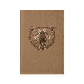 Обложка для паспорта матовая кожа с принтом Бурый Медведь в Кировске, натуральная матовая кожа | размер 19,3 х 13,7 см; прозрачные пластиковые крепления | bear | bears | brown | russia | russian | бурый | коричневый | косматый | лапы | медведи | медведь | россия | русский | хвост | хищник