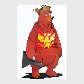 Магнитный плакат 2Х3 с принтом Мишка с футляром в Кировске, Полимерный материал с магнитным слоем | 6 деталей размером 9*9 см | балалайка | красный | медведь | патриот | россия | русь | ушанка | футляр