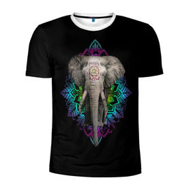 Мужская футболка 3D спортивная с принтом Индийский Слон в Кировске, 100% полиэстер с улучшенными характеристиками | приталенный силуэт, круглая горловина, широкие плечи, сужается к линии бедра | Тематика изображения на принте: africa | elephant | elephants | india | ornament | pattern | skin | tusks | африка | бивни | индия | кожа | орнамент | слон | слоненок | слоник | слоники | слоны | слонята | узор | хобот