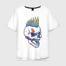 Мужская футболка хлопок Oversize с принтом Череп панк в Кировске, 100% хлопок | свободный крой, круглый ворот, “спинка” длиннее передней части | punk | rock | skull | панк | рок | рокер | череп