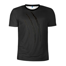 Мужская футболка 3D спортивная с принтом Разрыв в Кировске, 100% полиэстер с улучшенными характеристиками | приталенный силуэт, круглая горловина, широкие плечи, сужается к линии бедра | карбон | разрыв | царапина