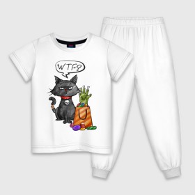 Детская пижама хлопок с принтом Кот хэллоуин в Кировске, 100% хлопок |  брюки и футболка прямого кроя, без карманов, на брюках мягкая резинка на поясе и по низу штанин
 | Тематика изображения на принте: зомби | кот | подарки | подарок | рука | хэллоуин