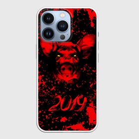 Чехол для iPhone 13 Pro с принтом Красный поросенок в Кировске,  |  | Тематика изображения на принте: 2019 | боров | брызги | веселье | взгляд | год | домашнее | животное | капли | красный | кровь | подарок | поздравление | поросенок | праздник | радость | рождество | с новым годом | свинья