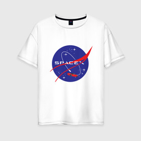 Женская футболка хлопок Oversize с принтом NASA Space в Кировске, 100% хлопок | свободный крой, круглый ворот, спущенный рукав, длина до линии бедер
 | alien | earth | express | futurama | galaxy | moon | nasa | planet | space | star | ufo | world | астронавт | вселенная | гагарин | галактика | звезда | звезды | земля | ино | космонавт | космос | луна | мир | наса | небо | нло | планета | полёт