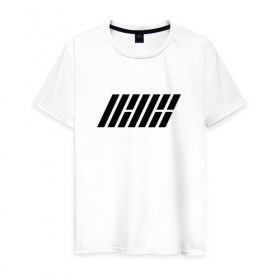 Мужская футболка хлопок с принтом iKON logo в Кировске, 100% хлопок | прямой крой, круглый вырез горловины, длина до линии бедер, слегка спущенное плечо. | ikon | k pop | return | айкон