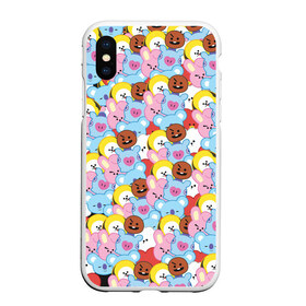 Чехол для iPhone XS Max матовый с принтом BTS BT21 STICKERS в Кировске, Силикон | Область печати: задняя сторона чехла, без боковых панелей | bt21 | bts | bts army | bts stickers | j hope | jimin | jin | jungkook | k pop | rap monster | rapmon | suga | v | бтс | корея | стикеры bts